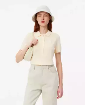Женская рубашка поло пике с эффектом стирки с короткими рукавами Lacoste, белый