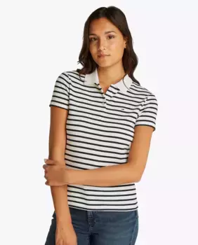 Женская рубашка поло приталенного кроя с короткими рукавами Tommy Jeans, белый
