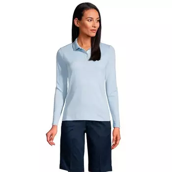 Женская рубашка поло с интерлоком и длинными рукавами в школьной форме Lands End Lands' End, синий