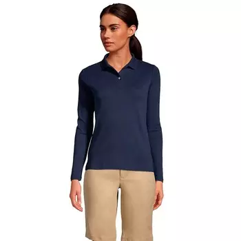 Женская рубашка поло с интерлоком и длинными рукавами в школьной форме Lands End Lands' End, цвет Burgundy