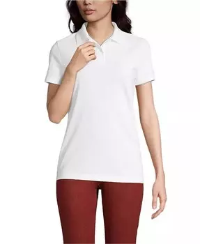 Женская рубашка-поло с коротким рукавом и сетчатой вставкой Lands' End, белый