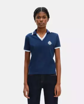 Женская рубашка поло с короткими рукавами и V-образным вырезом The Kooples, синий