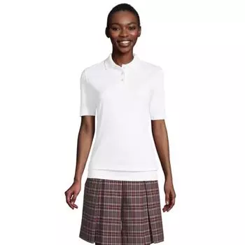 Женская рубашка-поло с короткими рукавами и окантовкой снизу Lands' End, белый