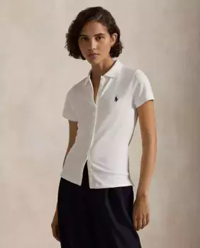 Женская рубашка-поло с короткими рукавами на пуговицах Polo Ralph Lauren, белый