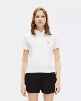 Женская рубашка-поло с воротником-стойкой, приталенный крой The Kooples, белый
