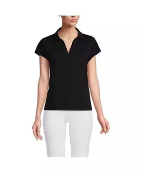 Женская рубашка-поло с воротником Supima Cotton Johnny Lands' End, черный