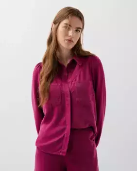 Женская рубашка прямого кроя с отделкой строчкой и складками Scalpers, пурпурный