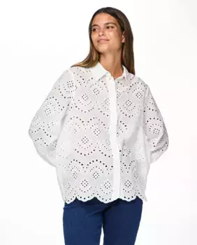 Женская рубашка с английской вышивкой Pieces, белый