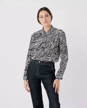 Женская рубашка с анималистичным принтом и длинными рукавами Caroll, черный