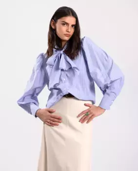 Женская рубашка с бантом на горловине The-Are, белый