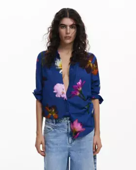 Женская рубашка с цветочным принтом Desigual, синий