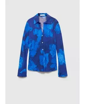 Женская рубашка с цветочным принтом MANGO, синий