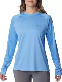 Женская рубашка с длинным рукавом Columbia Tidal II, цвет White Cap/Bluebell Logo