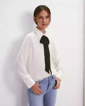 Женская рубашка с длинным рукавом и бантом Easy Wear, цвет Blanco roto