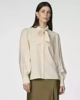 Женская рубашка с длинным рукавом и бантом Yas, серый