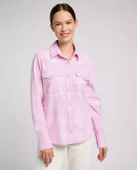 Женская рубашка с длинным рукавом и клетчатым принтом Lee, розовый