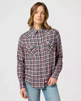 Женская рубашка с длинным рукавом и клетчатым принтом Wrangler, розовый
