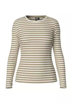 Женская рубашка с длинным рукавом и круглым вырезом PIECES, цвет 194638001 Silver