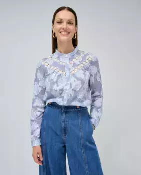 Женская рубашка с длинным рукавом и кружевной отделкой Salsa Jeans, синий