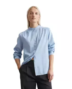Женская рубашка с длинным рукавом и мандариновым воротником MARC O'POLO, синий