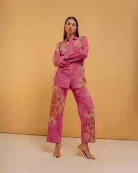 Женская рубашка с длинным рукавом и позиционным принтом Niza, розовый