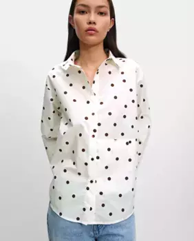 Женская рубашка с длинным рукавом и принтом в горошек Parfois, белый