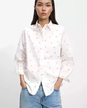 Женская рубашка с длинным рукавом и принтом в горошек Parfois, цвет Nude