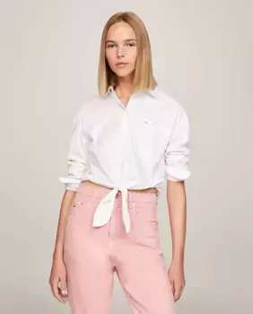 Женская рубашка с длинным рукавом и узлом спереди Tommy Jeans, белый