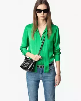 Женская рубашка с длинным рукавом из атласа тульба Zadig & Voltaire, зеленый