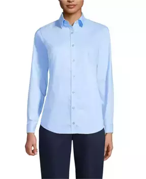 Женская рубашка с длинным рукавом No Gape Stretch Lands' End, синий