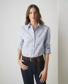 Женская рубашка с длинным рукавом с принтом Lloyd's, синий