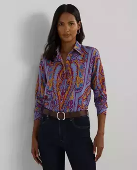Женская рубашка с длинным рукавом с принтом пейсли Lauren Ralph Lauren, фиолетовый