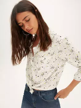 Женская рубашка с длинным рукавом с воротником рубашки LCW Casual