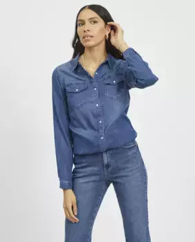 Женская рубашка с длинным рукавом Vila, темно-синий