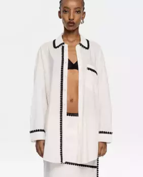 Женская рубашка с длинным рукавом в горошек Bimba y Lola, цвет Crudo