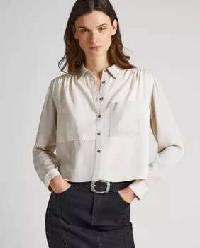 Женская рубашка с длинными рукавами и эффектом нашивки Pepe Jeans, белый