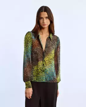 Женская рубашка с длинными рукавами и анималистичным принтом Lili Sidonio, мультиколор