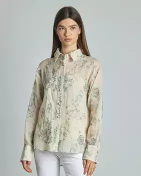 Женская рубашка с длинными рукавами и цветочным принтом Alma en Pena, бежевый