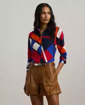 Женская рубашка с длинными рукавами и геометрическим принтом Lauren Ralph Lauren, мультиколор