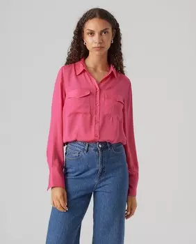Женская рубашка с длинными рукавами и карманами Vero Moda, лосось