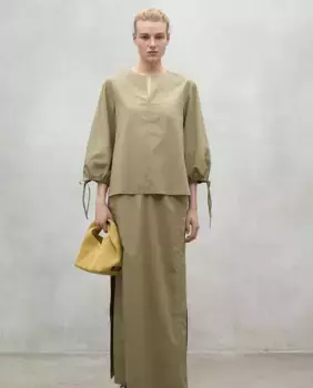 Женская рубашка с длинными рукавами и кулиской на рукавах Ecoalf, цвет Caqui