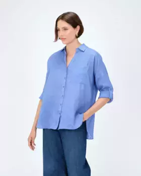 Женская рубашка с длинными рукавами и нагрудным карманом Caroll, синий