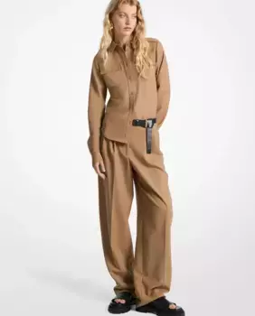 Женская рубашка с длинными рукавами и накладными карманами Michael Michael Kors, цвет Camel