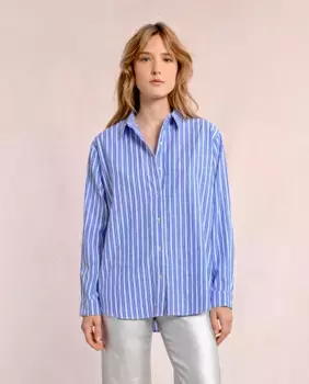 Женская рубашка с длинными рукавами и полосатым принтом Molly Bracken, голубой