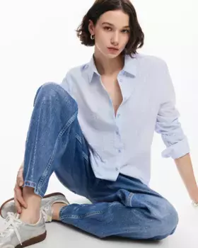 Женская рубашка с длинными рукавами и полосками в тон Desigual, синий