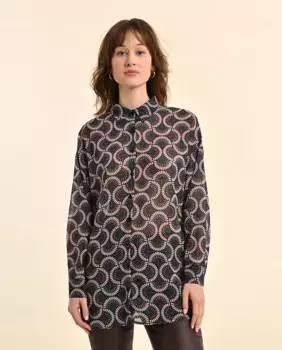 Женская рубашка с длинными рукавами и принтом Molly Bracken, синий