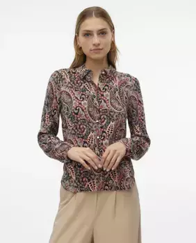Женская рубашка с длинными рукавами и принтом пейсли Vero Moda, бордовый