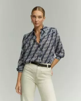 Женская рубашка с длинными рукавами и принтом Tintoretto, темно-синий