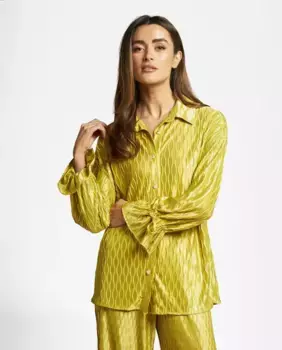 Женская рубашка с длинными рукавами и присборенными манжетами Alma en Pena, зеленый