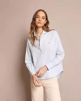 Женская рубашка с длинными рукавами и вышитым логотипом бренда Scalpers, синий